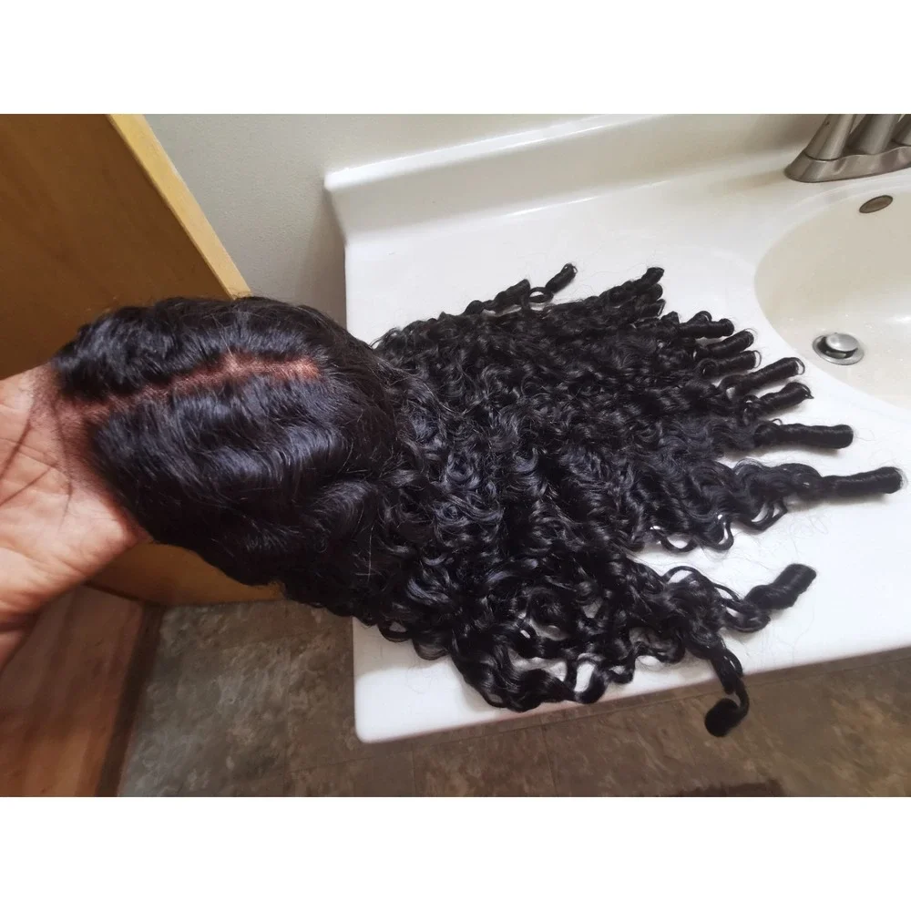 Quality Natural Black Burmese Curly Raw Human Hair Glueless Front Lace Wig 28